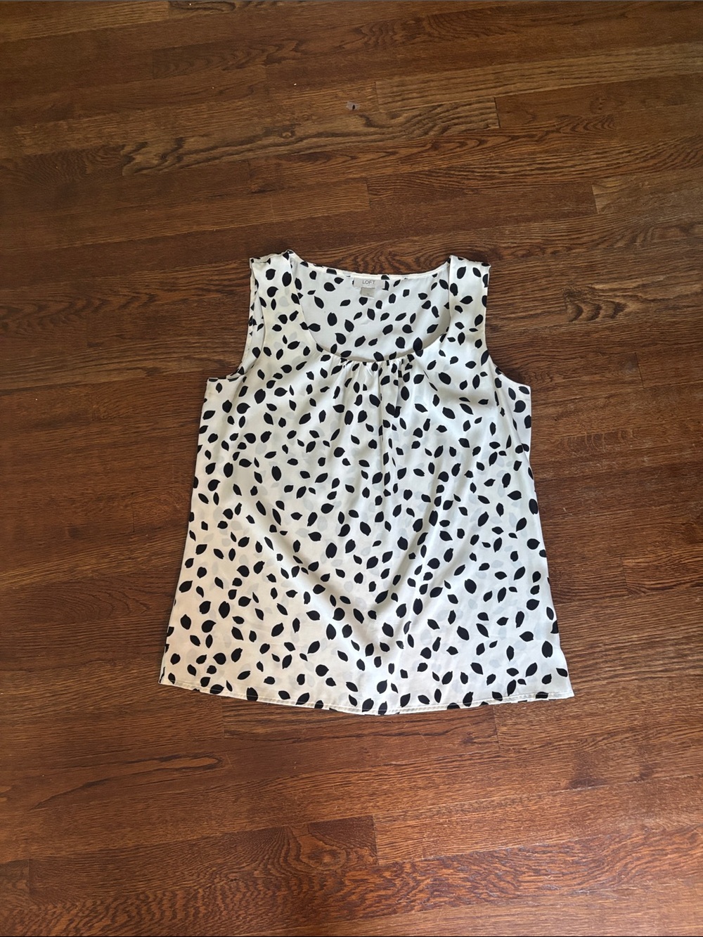 LOFT White Sleeveless Camisole with Black Spot Print